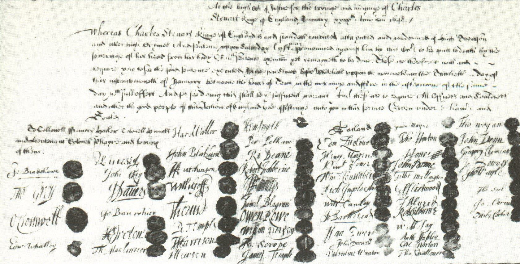 Hardress Waller signatory of Charles Ist Death Warrant 1649, January 27, 1649